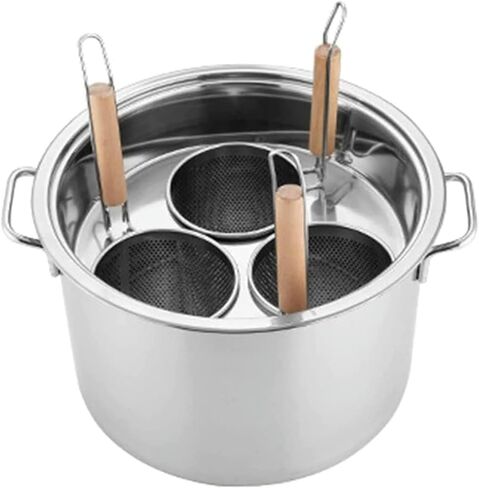 Commercial Noodle Boiler Cooking Pots Set, Multifunctional Pasta Cooker with Divider and Strainer for Efficient Restaurant Kitchen Use,5 Holes in Kuwait