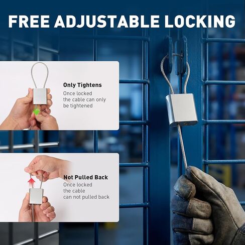Cable Padlock Free Adjustable Lock 3 Keys, 1.15ft/0.35m Silver | Steel Cable 1/6"(4mm)Diameter, Lock & Secure, Weatherproof for Bikes, Lockers, Gate, Fence, Shed, Outdoor Equipment etc in Kuwait