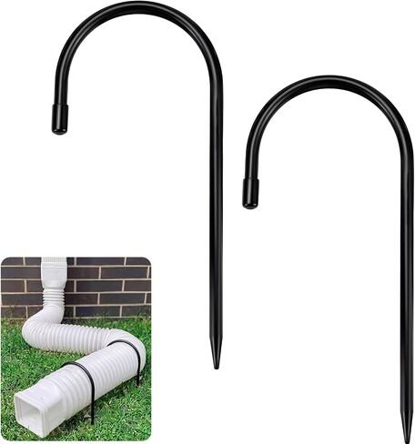 Zhengmy 4 Pcs Rain Gutter Downspout Extension Fixing Pin Downspout Ground Stake Holds Extensions Secure in Wind and Rain, Iron Fits 4" Round Pipes, Easy No Drill Installation in Kuwait