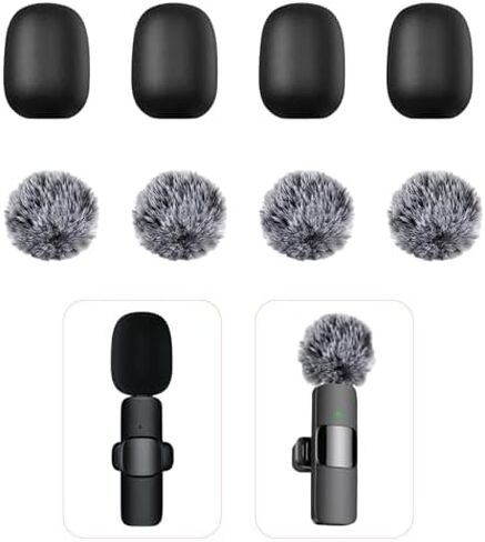 8-Piece Lavalier Microphone Windscreen Set - Plush windscreen and Sponge Cover for mini Microphones to Reduce Noise During podcasts, interviews, Live Streams, and More. (for 8mm Microphones) in Saudi Arabia