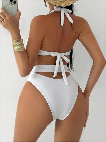 SOLY HUX Women's One Piece Swimsuit Halter Criss Cross Wrap Cut Out Monokini Summer Beach Bathing Suit in Kuwait