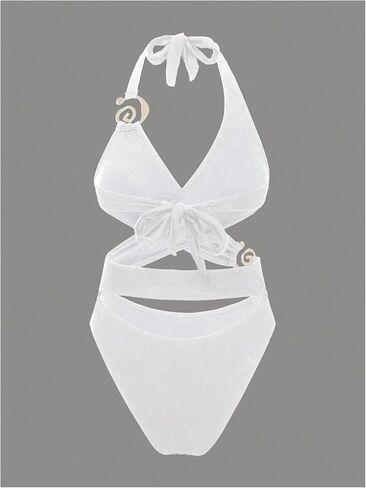 SOLY HUX Women's One Piece Swimsuit Halter Criss Cross Wrap Cut Out Monokini Summer Beach Bathing Suit in Kuwait