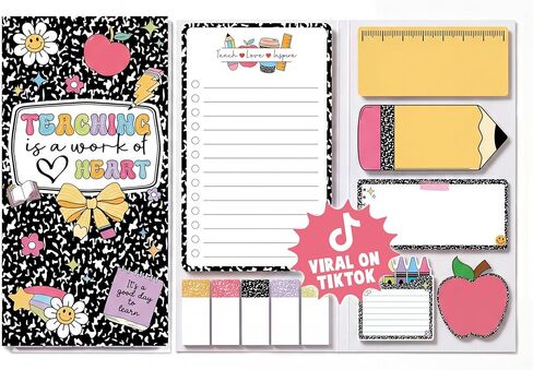 Teacher Sticky Notes Set - Teaching is A Work of Heart Set Blackboard Self-Stick Note Pads - Teacher Appreciation Gift Writing Memo Pads Classroom School Office Supplies (440 Pcs) in Saudi Arabia