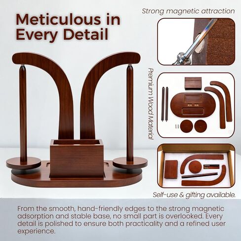 Wooden Yarn Holder Spinner Stand with Phone Stand Exxbdz| Magnetic Yarn Minder Spindle Dispenser Rack for Knitting Crocheting |Wool Carousel: Double Hanging Spool Rack for Skein, Cake & Ball Yarn in Kuwait