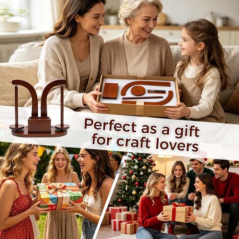 Wooden Yarn Holder Spinner Stand with Phone Stand Exxbdz| Magnetic Yarn Minder Spindle Dispenser Rack for Knitting Crocheting |Wool Carousel: Double Hanging Spool Rack for Skein, Cake & Ball Yarn in Kuwait