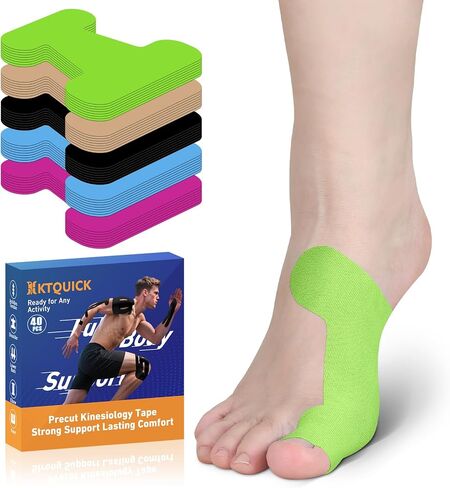 KTQUICK Kinesiology Tape for Bunion 20% Stronger Adhesive, 40PCS Pre-Cut Bunion Tape for Big Toe Alignment Support, Breathable Cotton, Waterproof & Latex-Free Toe Support Wrap (Beige) in Saudi Arabia