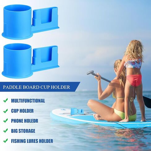2 in 1 Paddleboard Cup Holder Cell Phone Holder Kayak Drink Holder, Surfboard Water Bottle Holder with Stretch Shock Cord for Outdoor Fishing, Boats, Kayaks (Black) in Kuwait