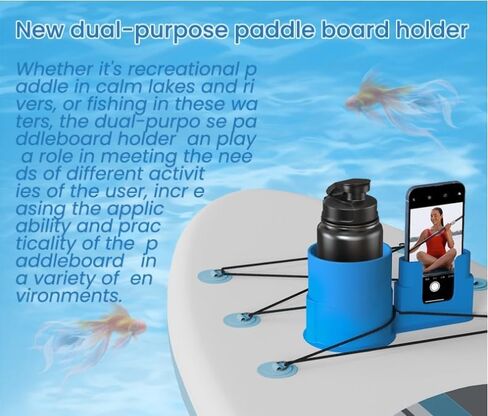 2 in 1 Paddleboard Cup Holder Cell Phone Holder Kayak Drink Holder, Surfboard Water Bottle Holder with Stretch Shock Cord for Outdoor Fishing, Boats, Kayaks (Black) in Kuwait