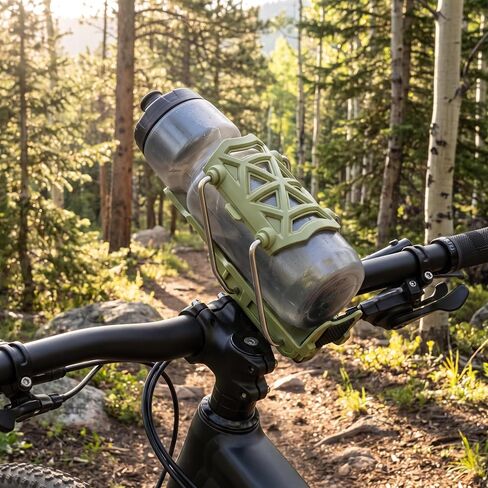 Auto-Adaptive Bike Water Bottle Holder Shockproof Bicycle Cup Mount with 360°Rotation Universal Fit for MTB Road Bike Motorcycle & Stroller-Olive in Kuwait