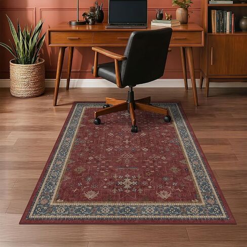 4x5 Black Office Chair Mat for Hardwood & Tile Floor, Floor Protector for Heavy Duty Office Chair, Low Pile & Ultra Soft Under Desk Carpet, Non Slip Rubber Backing, Machine Washable Area Rug in Saudi Arabia