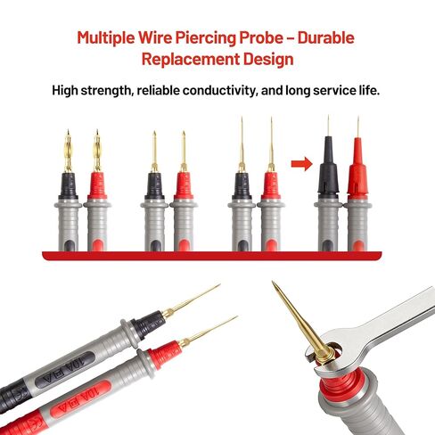 27-Piece Multimeter Test Leads Kit, Professional Test Lead Set with Gold-Plated Probes, Alligator Clips, Test Hooks, Back Probe Pins for Automotive, Industrial & Home Electrical Testing in Kuwait