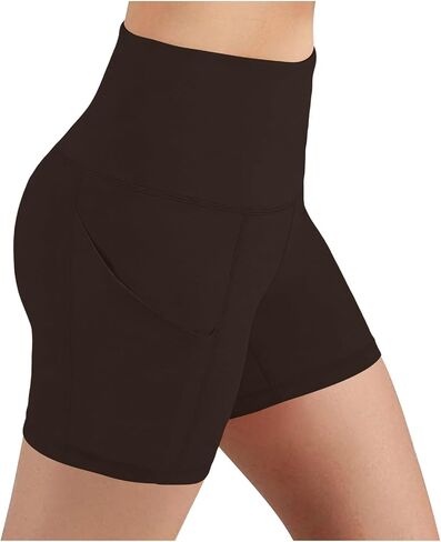 Womens Biker Yoga Shorts with Pockets, High Waisted Tummy Control Workout Athletic Gym Shorts for Running in Kuwait