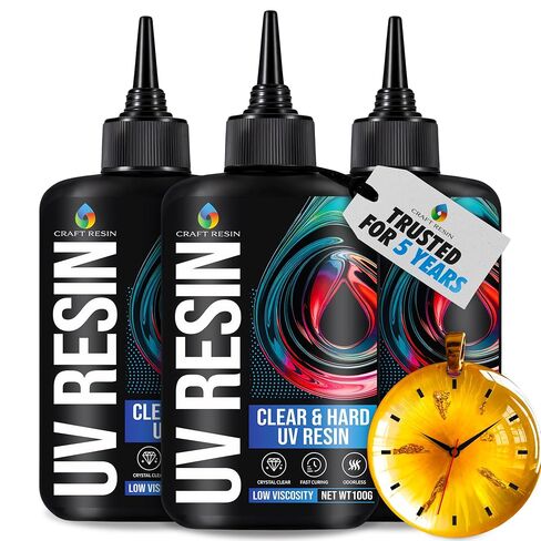 مجموعة راتينج الأشعة فوق البنفسجية من CRAFT RESIN مع ضوء - مصباح كبير 36 وات 22 LED و200 جرام من راتنجات إيبوكسي الأشعة فوق البنفسجية منخفضة اللزوجة من النوع الصلب، شفاف كريستالي وغير أصفر - مجموعة أدوات للمبتدئين لصنع المجوهرات، والحرف اليدوية والقوالب ا in Kuwait