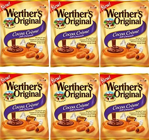 حلوى الكراميل المطاطية الأصلية من Werther - قطع حلوى ناعمة ومطاطية ملفوفة بشكل فردي، حلويات للحفلات أو العطلات - أكياس 2.4 أونصة (عبوة من 6 قطع) in Kuwait