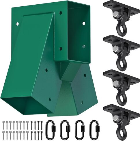 BeneLabel A-Frame Middle Swing Set Brackets, Heavy Duty Steel Swing Set Hardware with Mounting Hardware, DIY Swing Set Bracket Swing Set Kit for 2 (4x4) Legs & 1 (4x6) Beam, Green in Kuwait
