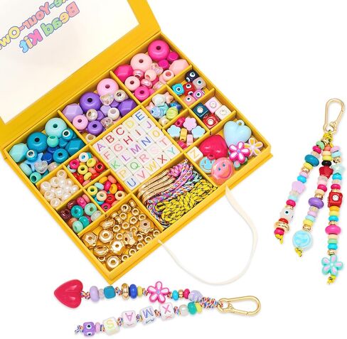 594PCS Bead Bracelet Making Kit for Kids,Colorful Pony Beads Pearl Shell Flower Evil Eyes Star Carft Friendship Bracelet Necklace Jewelry Making Supplies Kit Gifts for Boys Girls Women in Saudi Arabia