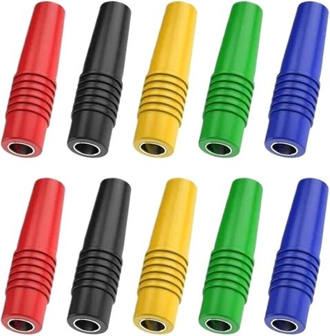 10PCS 4mm Banana Female Insulated Jack Plug Solder Connector Welded Type 24A for 2.5-4mm Wire(Red Black 10PCS) in Kuwait