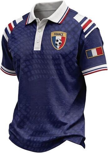 2026 World Soccer Cup Fan Jersey France Soccer Jersey Polo Short Sleeve Shirts Casual Stretchy Tee in Saudi Arabia