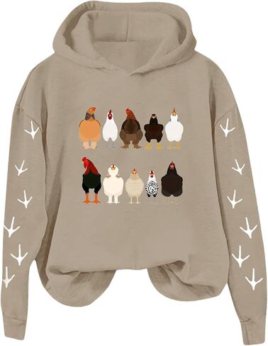 Chicken Sweatshirts for Women Thanksgiving Hoodies Cute Farm Chicks Sweatshirt Thankful Blessed Fall Pullover Tops in Kuwait