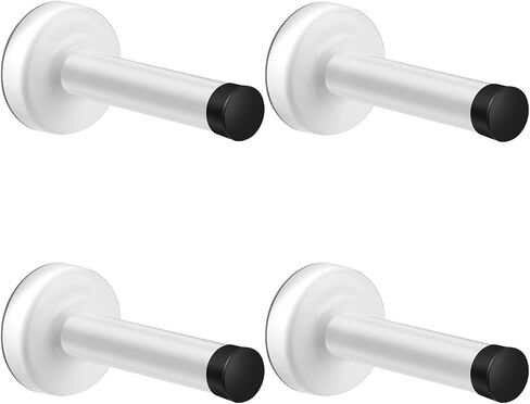 2 Pack No Drill Adhesive Door Stopper, Thickened Stainless Steel Door Stop with Rubber Tip, Wall & Door Protector, Noise Reducing, All White in Kuwait