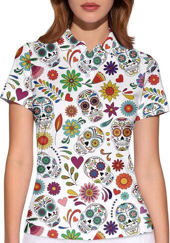 PAGYMO Funny Golf Shirts for Women Print Crazy Cute Novelty Short Sleeve Moisture Wicking Tennis Polo Shirt in Kuwait