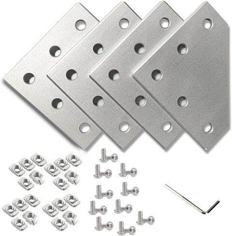 4pcs 3030 Series Aluminum Extrusion Connector Plate Set,Black L Shape 3030 Aluminum Profile Corner Bracket Joint Plate with 20pcs T Nuts and Screws,for T Slot Aluminum Extrusion Profile in Kuwait