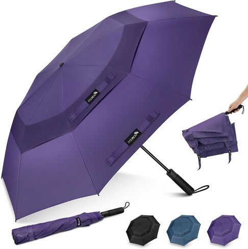 ZOMAKE Large Compact Golf Umbrella Windproof 54/62 Inch, Portable Golf Umbrellas Double Canopy Vented Automatic Open Collapsible Travel Umbrella for Men Women in Kuwait