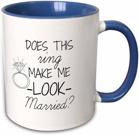 3dRose mug_219863_1 Does This Ring Make Me Look Married Grey Background Mug, 11 oz, Black/White in Kuwait