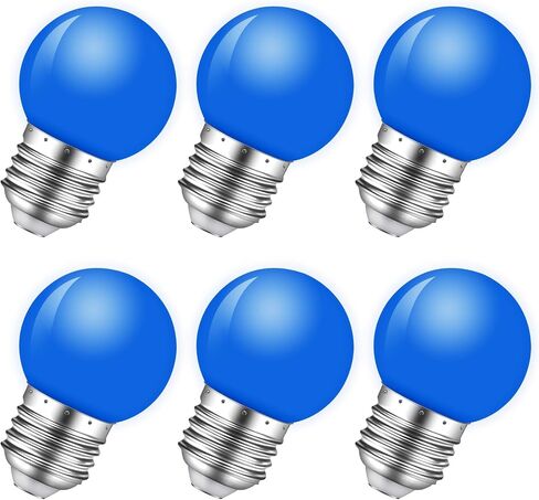 Colored Light Bulbs,1W LED G45 E26 Light Bulb,Red Green Blue Orange Yellow Purple Mixed Colours,for Halloween Bedroom Holiday Party Decoration String Light Bulbs Replacement,6 Pack in Kuwait