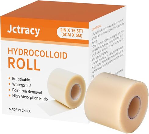 Hydrocolloid Roll Bandages -Jctracy 2in x 19.7ft Cut-to-Size Self-Adhesive Wound Care Patches, Ultra Absorbent Flexible Waterproof, Ideal for Burn Blister Acne Care, First Aid Kit Essential. in Kuwait