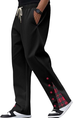 DMOYALA Mens Color Block Sweatpants with Pockets Loose Fit Soft Jogging Pant Straight Leg Athletic Running Pants in Kuwait