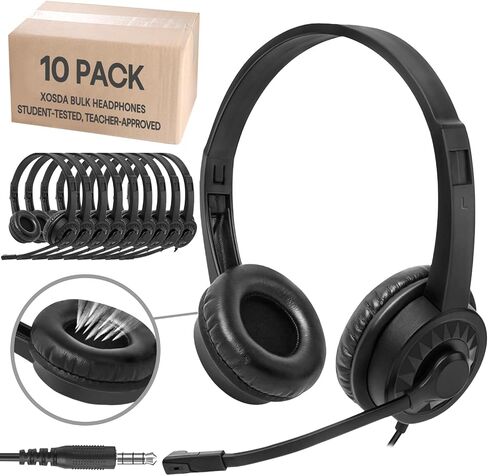 20 Pack Bulk Headset with Microphone for Classroom, Noise Canceling Computer Headphones with Microphone for Office, Durable 3.5mm Wired Headset with Mic for Meetings Laptop PC in Kuwait