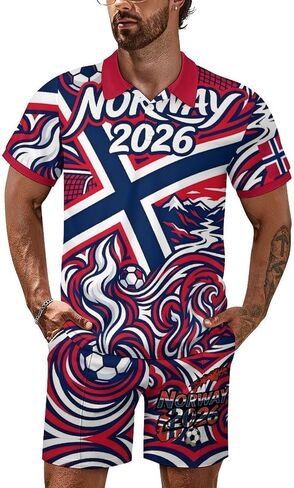 الولايات المتحدة الأمريكية قمصان البولو 2 قطعة مجموعات لكأس كرة القدم 2026 | قميص بولو كاجوال وشورت للرجال قطعتين من ملابس الصيف in Kuwait