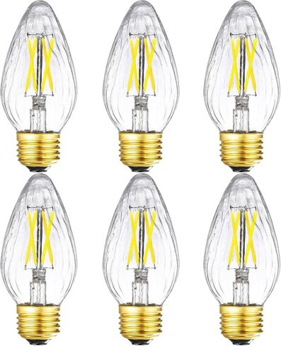 leools عكس الضوء e26 أدى لمبة 6 واط يساوي 60 واط خمر أدى اديسون لمبة ac120v 3000 كيلو لينة الأبيض f15 أدى لمبة لسقف مروحة المصابيح الكهربائية، لمبة قلادة والثريات ضوء لمبة 600lm واضح المتوسطة 6pack in Kuwait