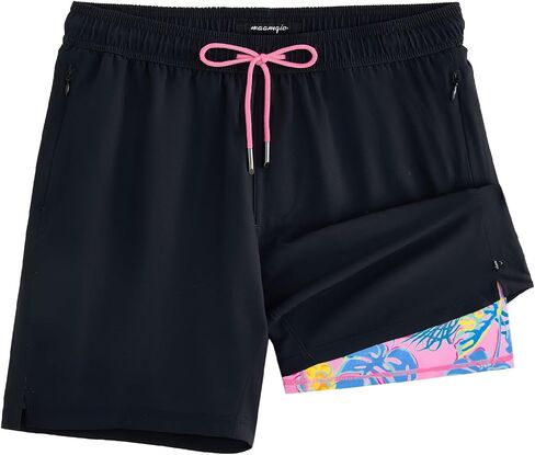 maamgic Mens Swim Trunks - Mens Bathing Suit with Compression Liner 7 Inch Quick Dry Fshion Stretch Zipper Pockets Swimwear in Kuwait