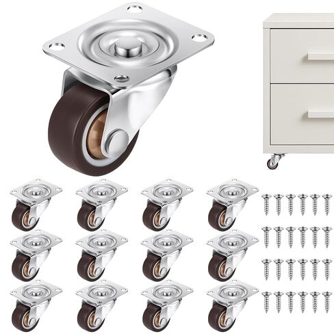 Maitys 24 Pcs 1" Swivel Profile Casters Wheels for Furniture, Small Swivel PP Caster with No Noise 360 Degree, Total 66 Lbs Weighs Capacity for Furniture Appliances, Screws Included(Black) in Kuwait