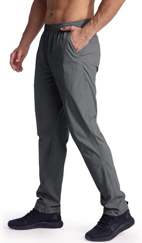 FREE SOLDIER Men's Sports Outdoor Lightweight Waterproof Athletic Hiking Jogger Sweatpants with Elastic Waist in Kuwait