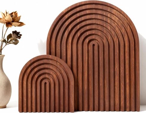 2 Pcs Natural Wood Arch Decor, Boho Shelf & Serving Board for Fireplace Mantel, Kitchen Counter - Light Pine Finish, Scandinavian & Japandi Style Aesthetic Accents for Living Room, Home Office in Kuwait
