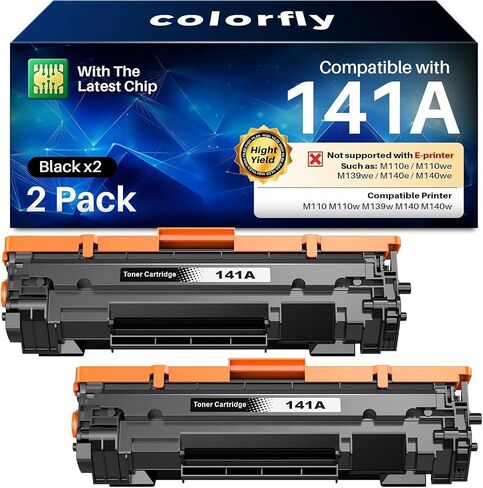[مع رقاقة] خرطوشة حبر 141A متوافقة مع حبر HP LaserJet 141A W1410A الأسود كبديل لسلسلة HP Laser Jet M110 M110w، سلسلة LaserJet MFP M139w M140 M140w (2 أسود) in Kuwait