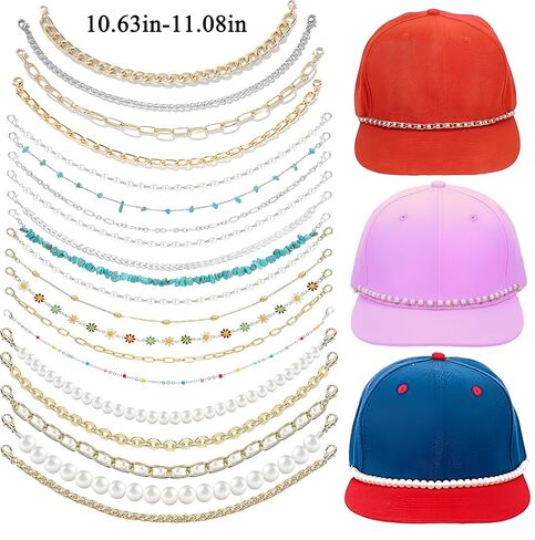 Hat Chains Bulk, 20 Pcs Trucker Hat Chains and Charms, Assorted Styles in Saudi Arabia
