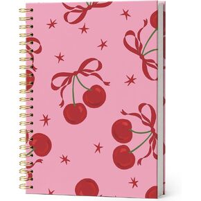 Red Cherry Bow Notebook,Coquette Aesthetic Lined Spiral Notebook Hardcover,College Ruled Notebook,Office School Journal Notebook for Work,5.5x8.3 Inch 80 Pages,Gifts for Women Teen Girl in Saudi Arabia