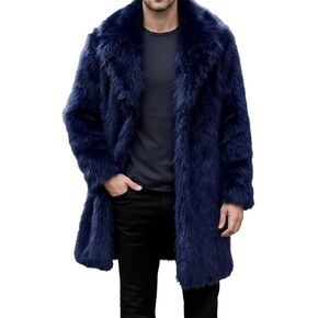 Men Faux Fur Coat Jacket Winter Mens Warm Thicker Fur Coat Outwear long Parka Overcoat in Saudi Arabia