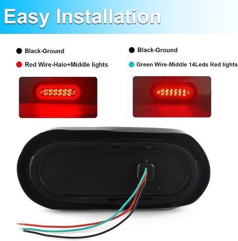 LIGBT 6 Inch Red Led Oval Trailer Tail Light 6’’ Stop Brake Turn Tail Lights 22LED IP67 Waterproof Turn Marker Lights w/Flush Mount Grommets for RV Truck Boat in Saudi Arabia