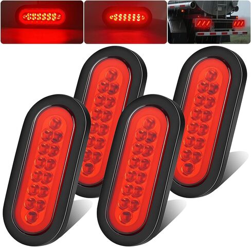 LIGBT 6 Inch Red Led Oval Trailer Tail Light 6’’ Stop Brake Turn Tail Lights 22LED IP67 Waterproof Turn Marker Lights w/Flush Mount Grommets for RV Truck Boat in Saudi Arabia