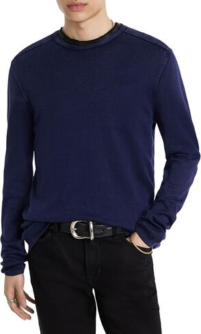 John Varvatos Men's Walter Long Sleeve Crew Neck in Acid Wash in Saudi Arabia
