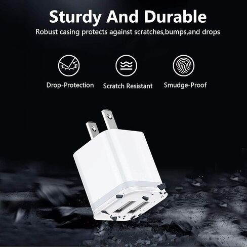شاحن حائط USB، LUOATIP 3 عبوات 2.1 أمبير/5 فولت ثنائي المنفذ USB مكعب محول الطاقة شاحن قابس كتلة صندوق شحن من الطوب لهاتف iPhone 13 12 11 Pro Max SE XS XR X 8 7 6 6S Plus، Samsung، LG، Moto، وهواتف Android in Kuwait