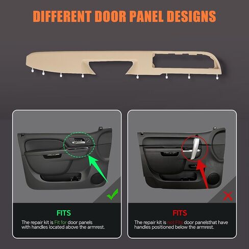 80994 Door Armrest Compatible with Chevy Silverado Tahoe Suburban Avalanche GMC Sierra Yukon 2010-2014 Front Driver & Passenger Side Door Panel with Release Handle Above Arm Rest 27In-Black in Kuwait
