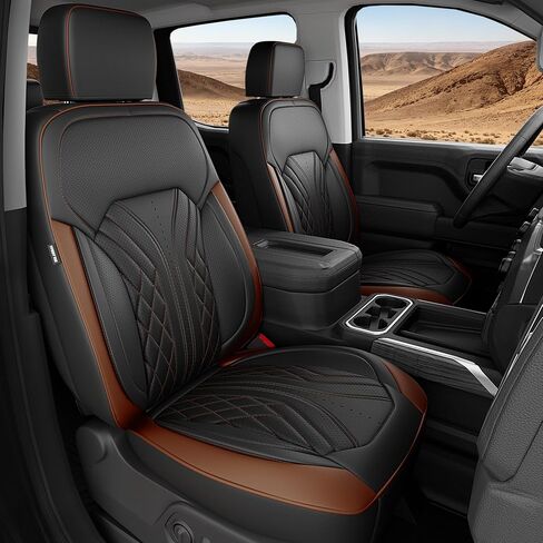 for Chevy Silverado GMC Sierra Waterproof Seat Covers, Crew Cab 1500 2019-2026, 2500HD 3500 HD 2020-2026, Pickup Protectors Accessories Full Set, Black Red in Saudi Arabia
