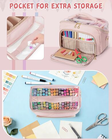 Quilted Marker Organizer Case Holds 180 Markers, Marker Storage Organizer Bag with Dividers and Detachable Crossbody Strap (Bag Only), Black in Saudi Arabia