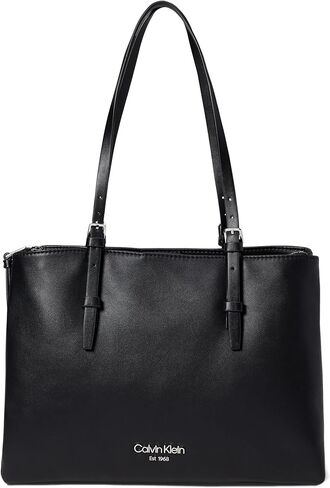 Calvin Klein Penny Triple Compartment Tote, Black/Silver in Saudi Arabia